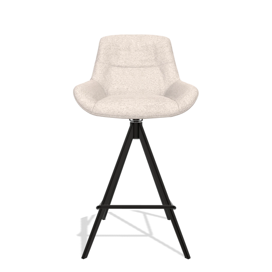 Bar Stool Flavia 6721 in Venga 102 fabric (light grey), black legs, front view
