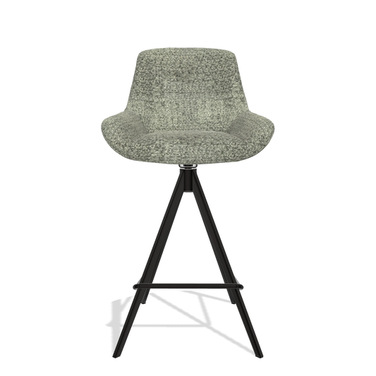 Bar Stool Flavia 6721 in Venga 156 fabric (taupe), black legs, front view