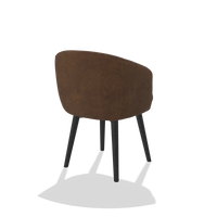 Esszimmerstuhl Gaston 6693 in Stoff Adore 28 (Schokobraun), Beine in Schwarz, Schrägansicht von hinten