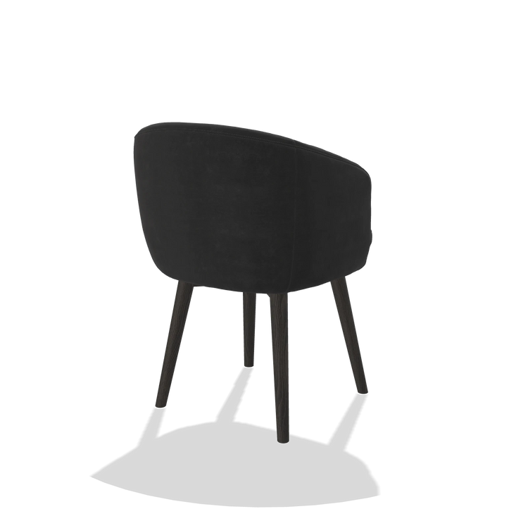 Esszimmerstuhl Gaston 6693 in Stoff Adore 67 (Schwarz), Beine in Tabak, Schrägansicht von hinten