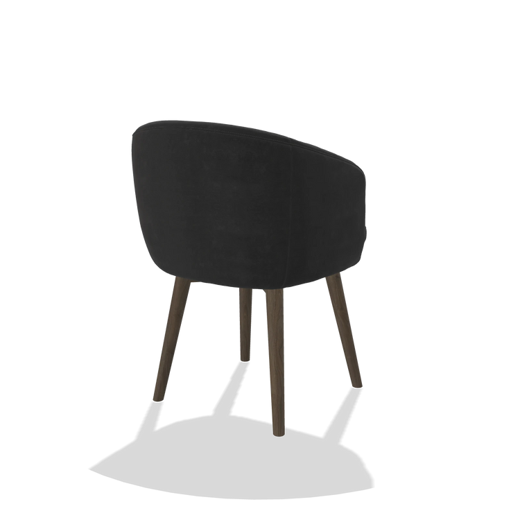 Esszimmerstuhl Gaston 6693 in Stoff Adore 67 (Schwarz), Beine in Nussbaum, Schrägansicht von hinten