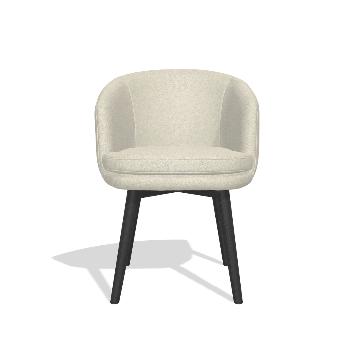 Dining Chair Gaston 6693 in Boogie 84 fabric (light grey), black legs, front view