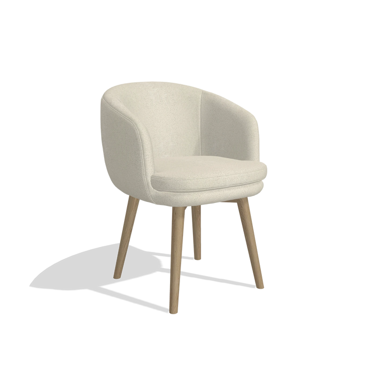 Dining Chair Gaston 6693 in Boogie 84 fabric (light grey), natural legs, angled view