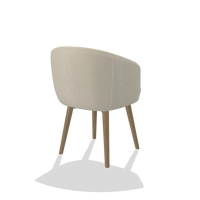 Dining Chair Gaston 6693 in Boogie 84 fabric (light grey), natural legs, back angled view