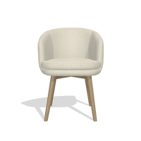 Dining Chair Gaston 6693 in Boogie 84 fabric (light grey), natural legs, front view