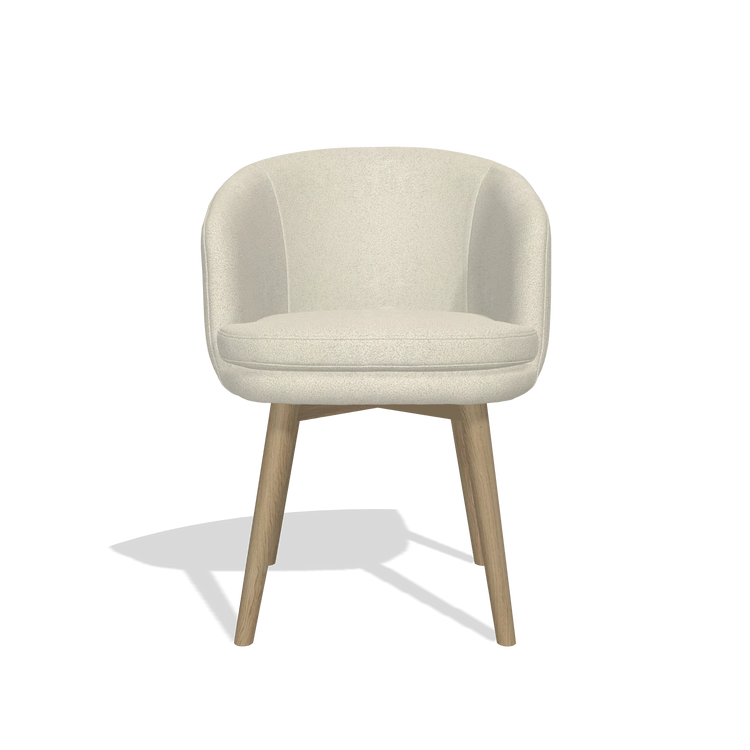 Dining Chair Gaston 6693 in Boogie 84 fabric (light grey), natural legs, front view