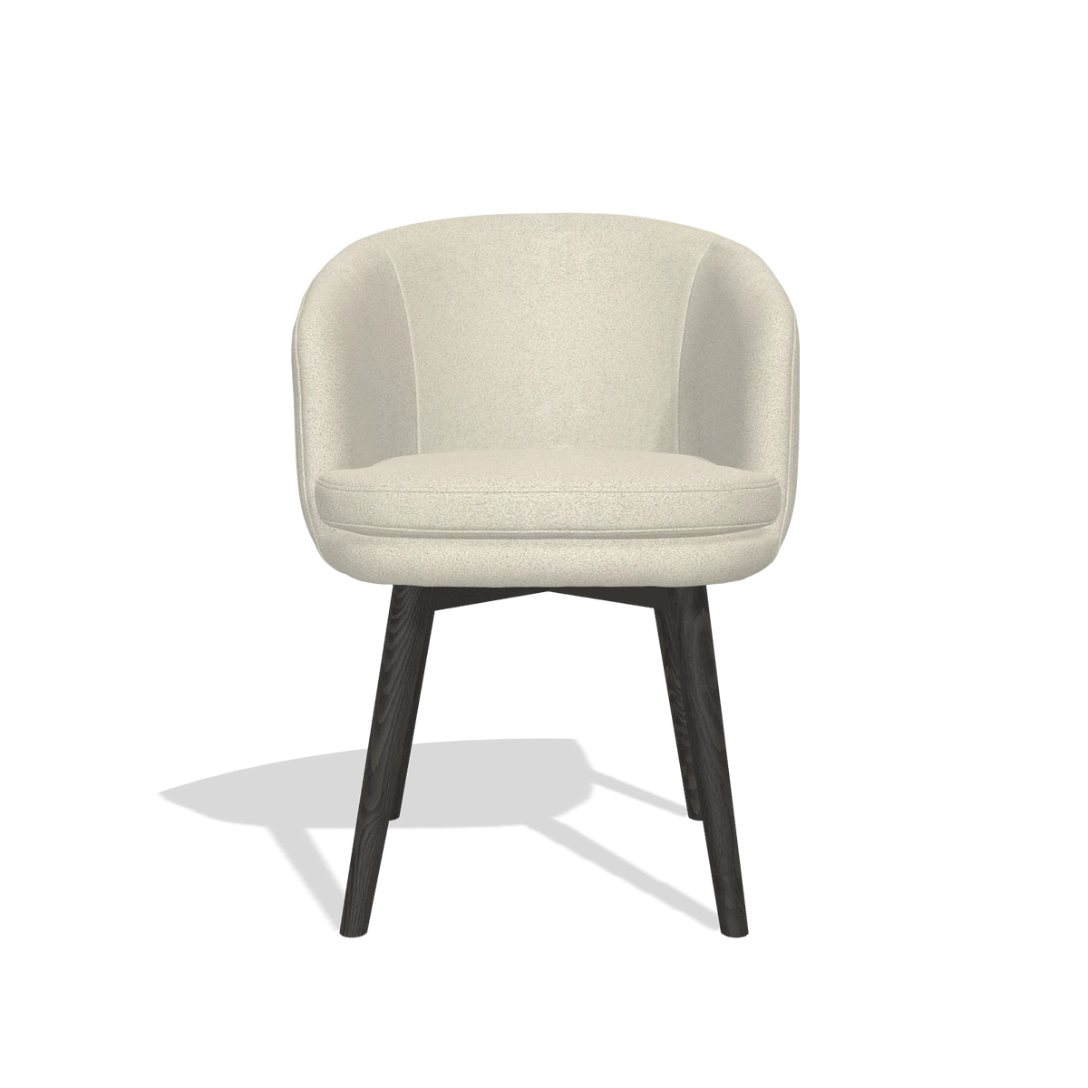Dining Chair Gaston 6693 in Boogie 84 fabric (light grey), tobacco legs, front view