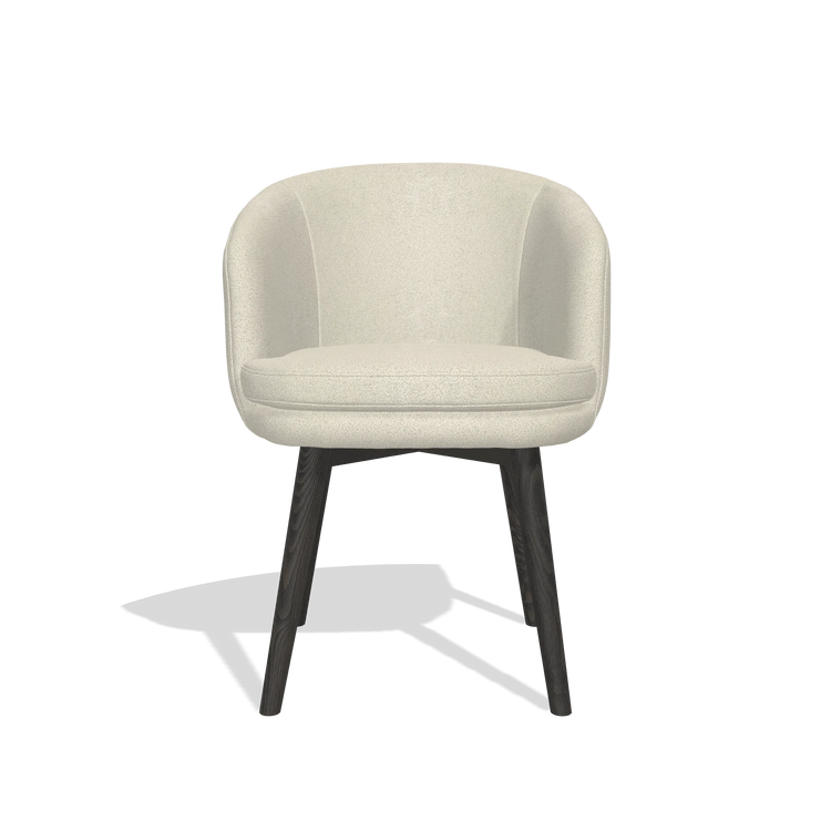 Dining Chair Gaston 6693 in Boogie 84 fabric (light grey), tobacco legs, front view