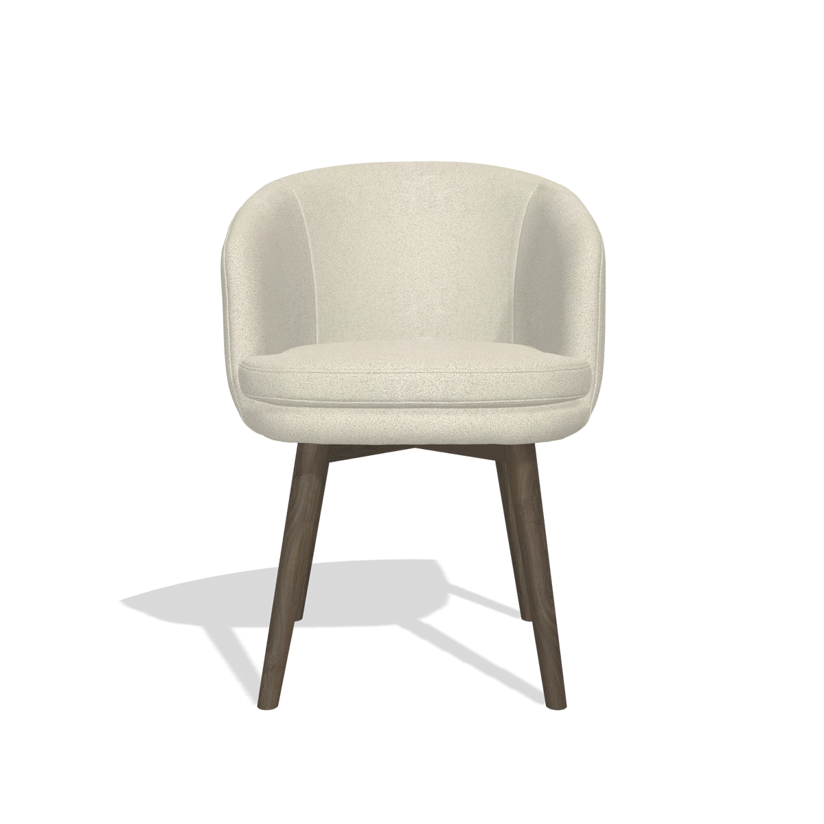 Dining Chair Gaston 6693 in Boogie 84 fabric (light grey), walnut legs, front view