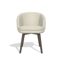 Dining Chair Gaston 6693 in Boogie 84 fabric (light grey), walnut legs, front view