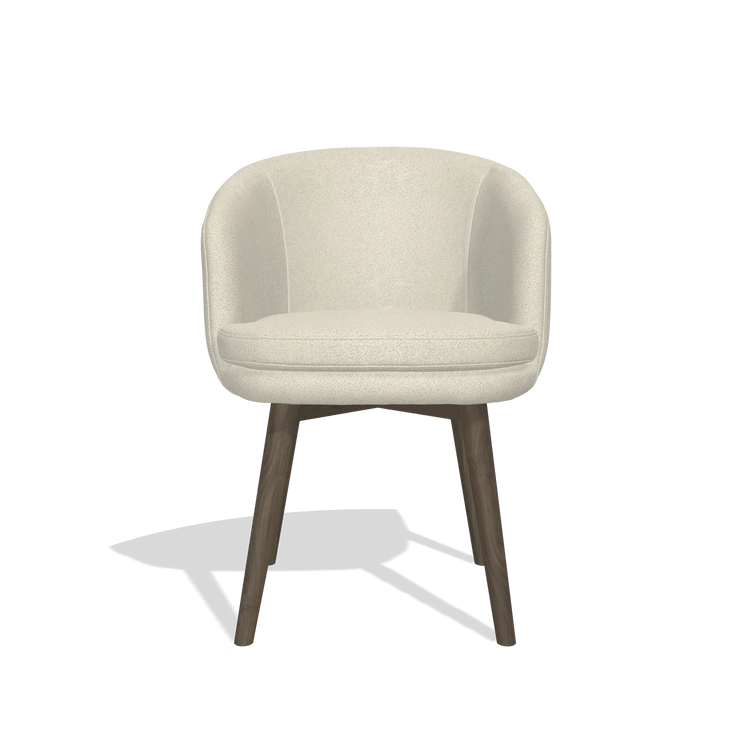 Dining Chair Gaston 6693 in Boogie 84 fabric (light grey), walnut legs, front view