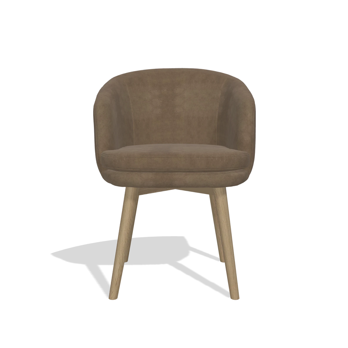 Chaise de salle à manger Gaston 6693 en tissu Bull 15 (marron), pieds en naturel, vue de face