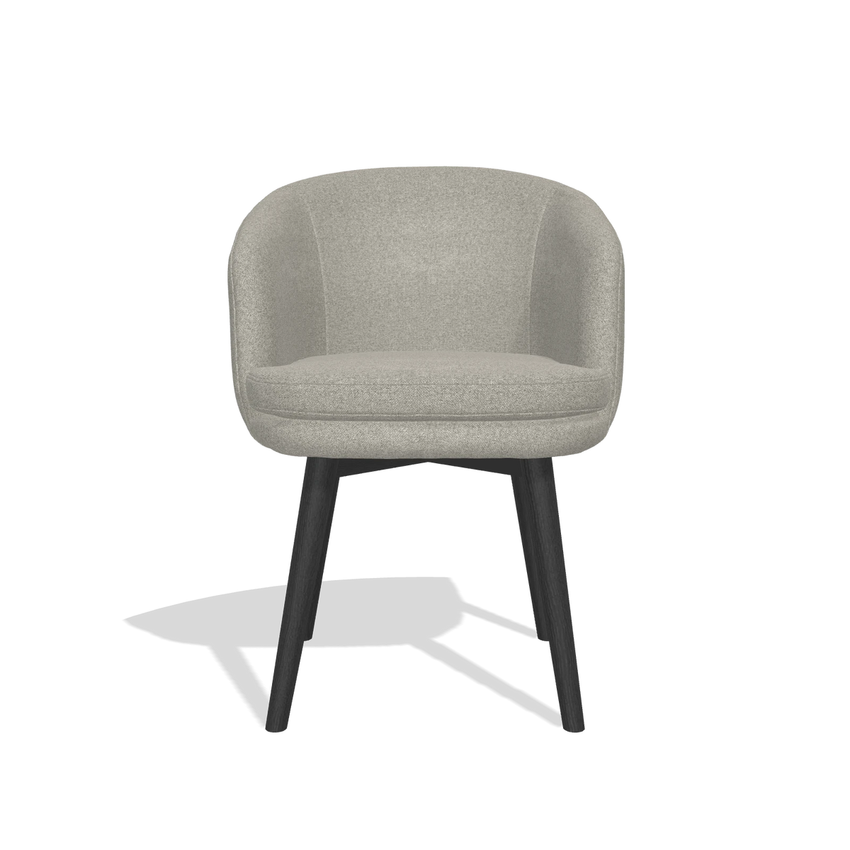 Silla de comedor Gaston 6693 en tela Glory 01 (greige), patas en negro, vista frontal