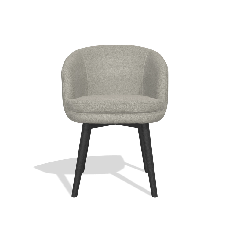 Silla de comedor Gaston 6693 en tela Glory 01 (greige), patas en negro, vista frontal