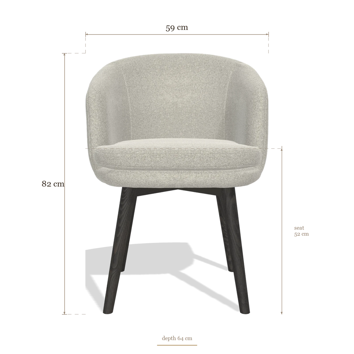 Silla de comedor Gaston 6693, medidas 59 x 64 x 82 cm