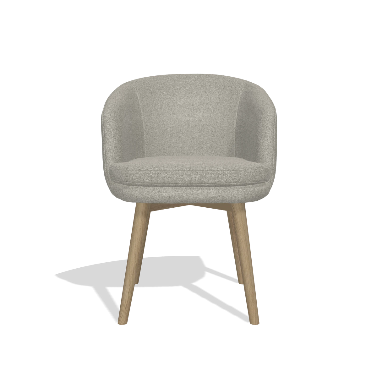 Silla de comedor Gaston 6693 en tela Glory 01 (greige), patas en natural, vista frontal