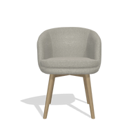 Silla de comedor Gaston 6693 en tela Glory 01 (greige), patas en natural, vista frontal