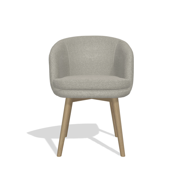 Silla de comedor Gaston 6693 en tela Glory 01 (greige), patas en natural, vista frontal