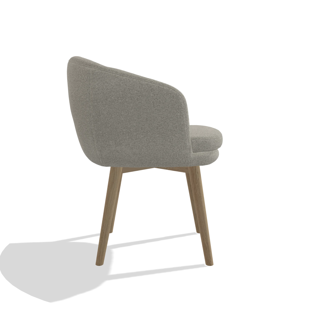 Silla de comedor Gaston 6693 en tela Glory 01 (greige), patas en natural, vista lateral