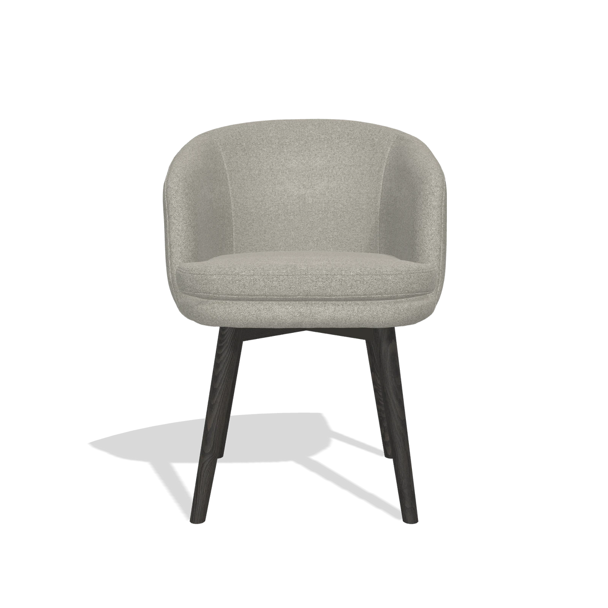 Silla de comedor Gaston 6693 en tela Glory 01 (greige), patas en tabaco, vista frontal
