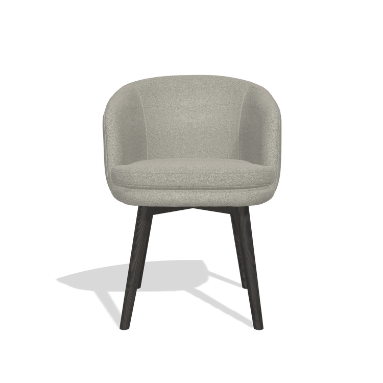 Silla de comedor Gaston 6693 en tela Glory 01 (greige), patas en tabaco, vista frontal