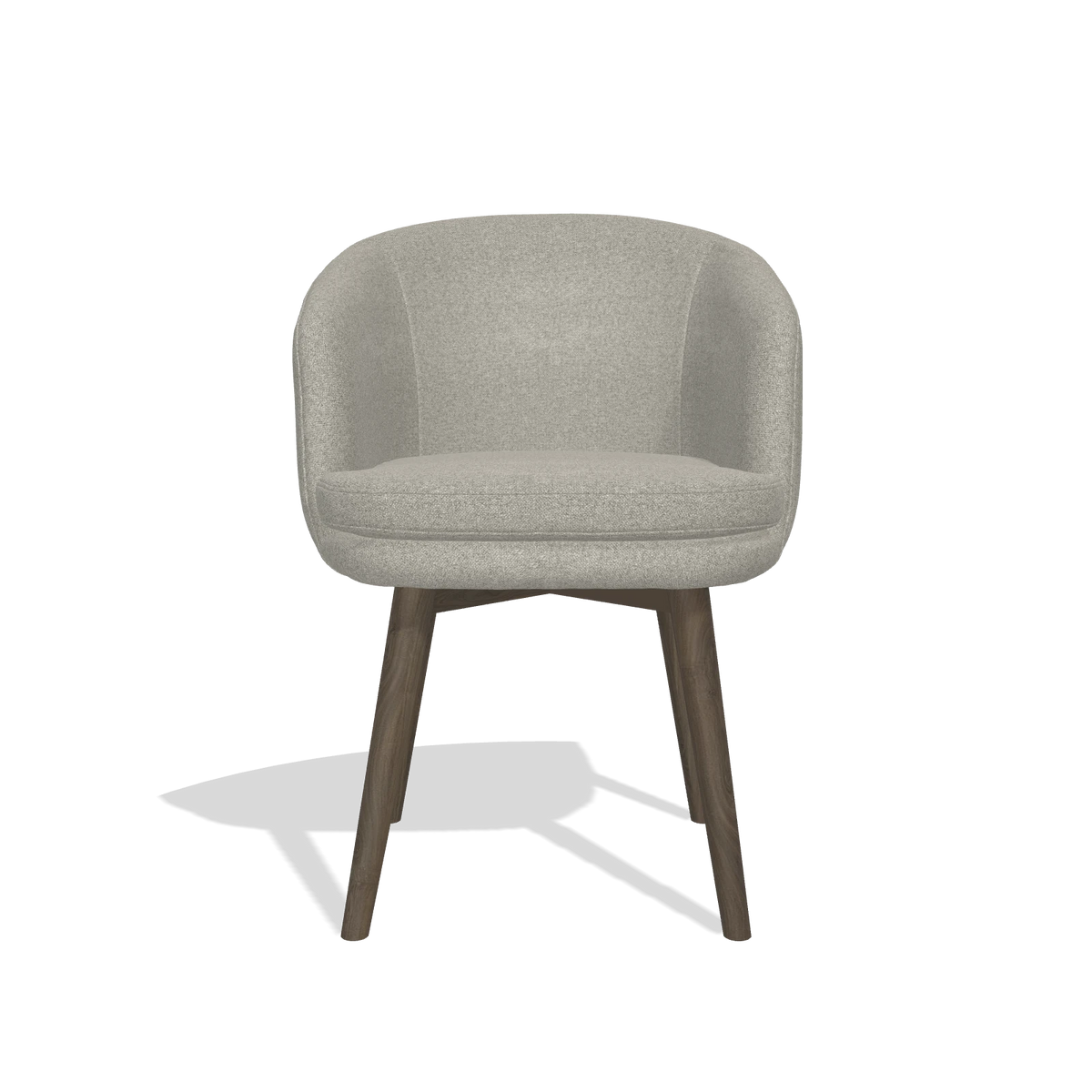 Silla de comedor Gaston 6693 en tela Glory 01 (greige), patas en nogal, vista frontal
