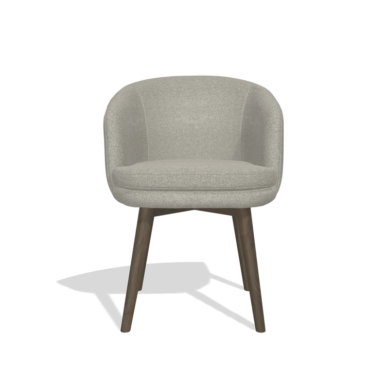 Silla de comedor Gaston 6693 en tela Glory 01 (greige), patas en nogal, vista frontal