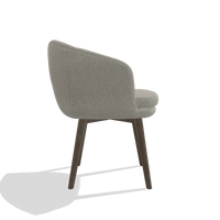 Silla de comedor Gaston 6693 en tela Glory 01 (greige), patas en nogal, vista lateral