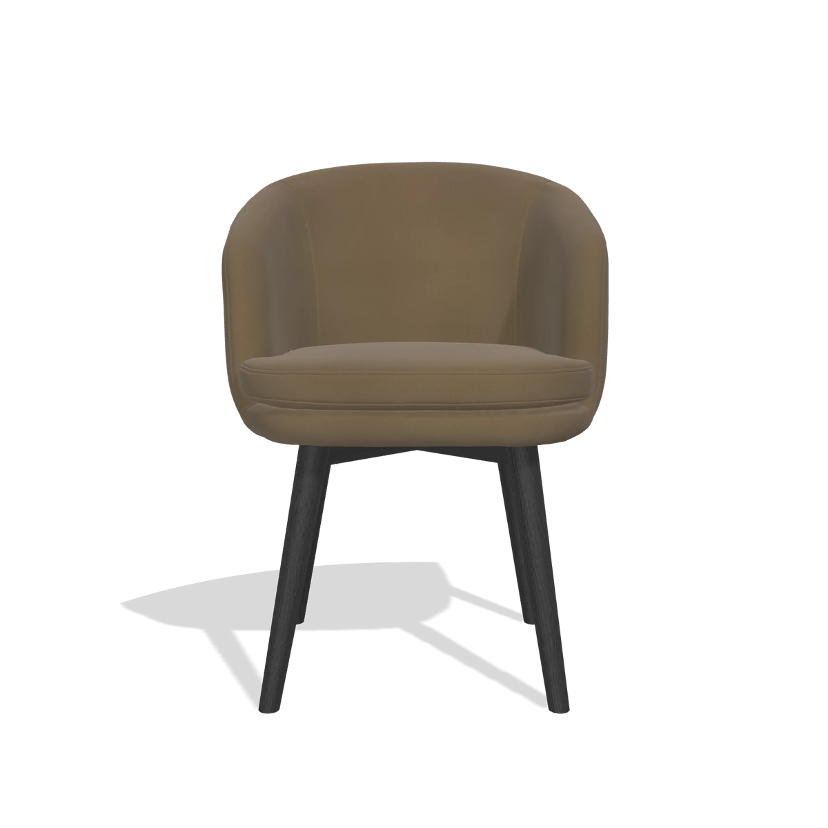 Sedia da pranzo Gaston 6693 in Pelle A802 (oliva), gambe in nero, vista frontale