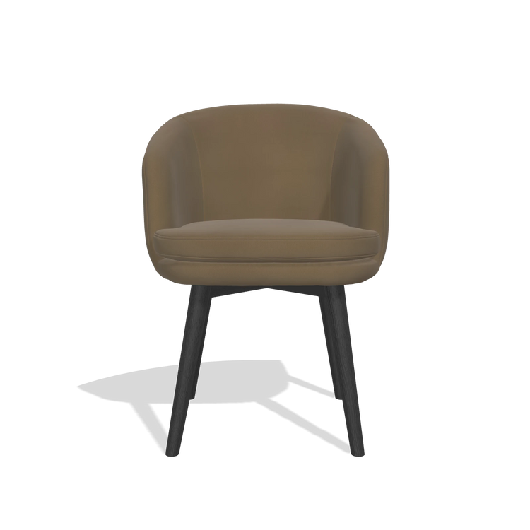 Sedia da pranzo Gaston 6693 in Pelle A802 (oliva), gambe in nero, vista frontale