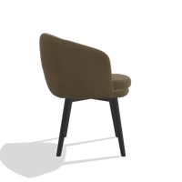 Sedia da pranzo Gaston 6693 in Pelle A802 (oliva), gambe in nero, vista laterale