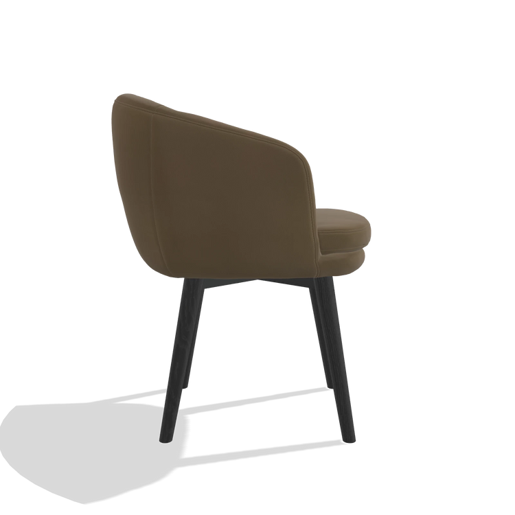 Sedia da pranzo Gaston 6693 in Pelle A802 (oliva), gambe in nero, vista laterale