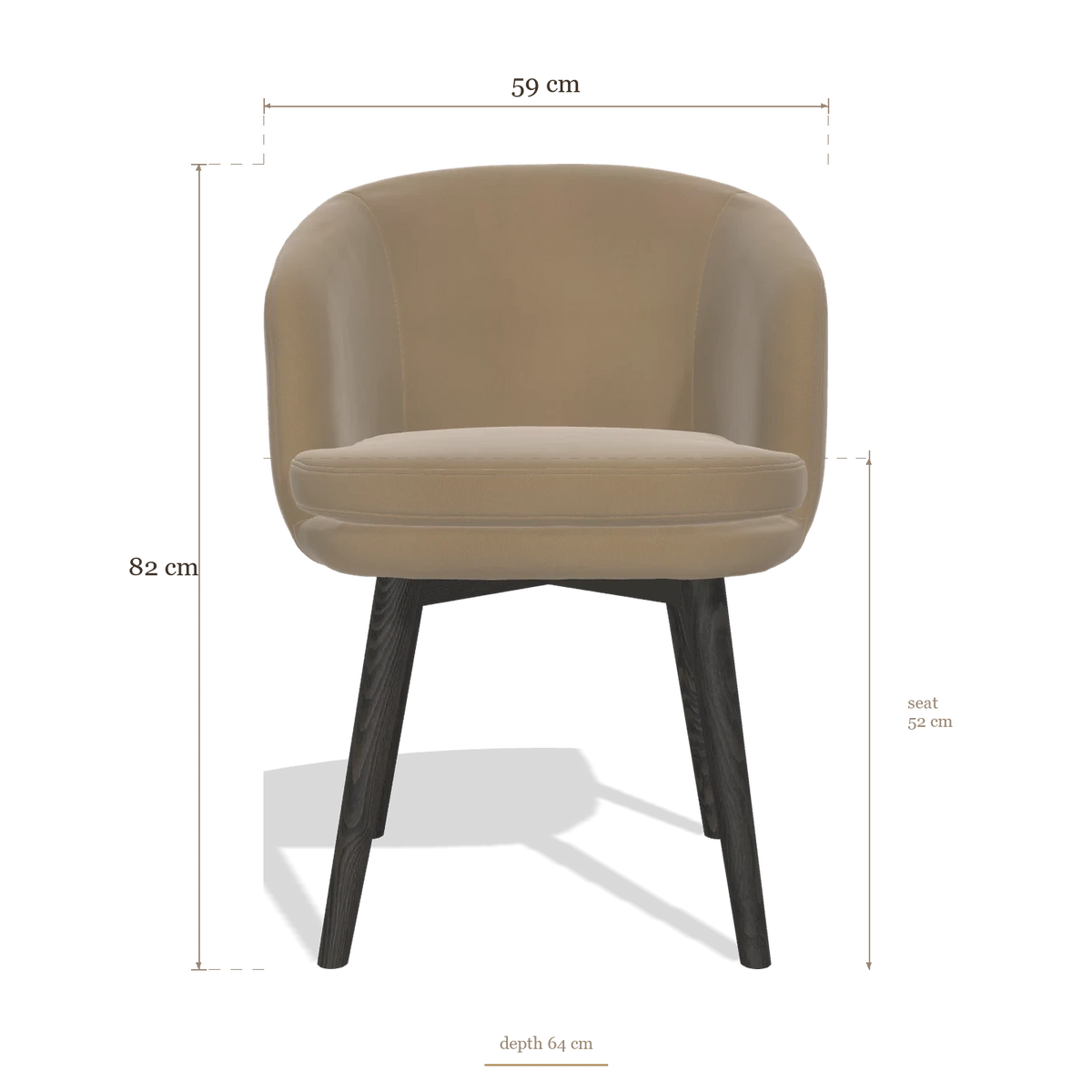 Sedia da pranzo Gaston 6693, dimensioni 59 x 64 x 82 cm