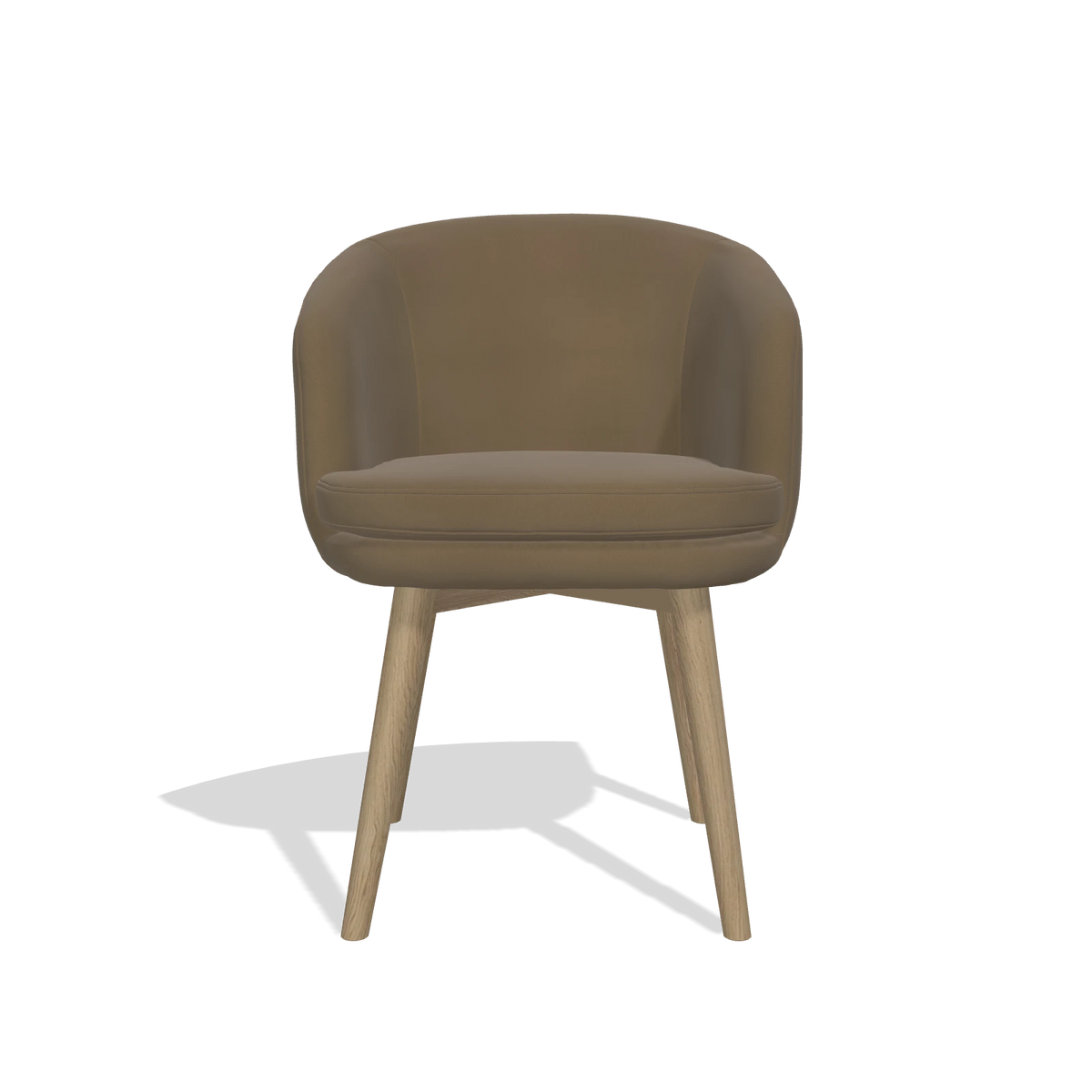 Sedia da pranzo Gaston 6693 in Pelle A802 (oliva), gambe in naturale, vista frontale