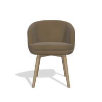 Sedia da pranzo Gaston 6693 in Pelle A802 (oliva), gambe in naturale, vista frontale