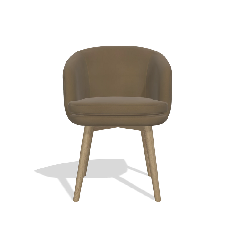 Sedia da pranzo Gaston 6693 in Pelle A802 (oliva), gambe in naturale, vista frontale