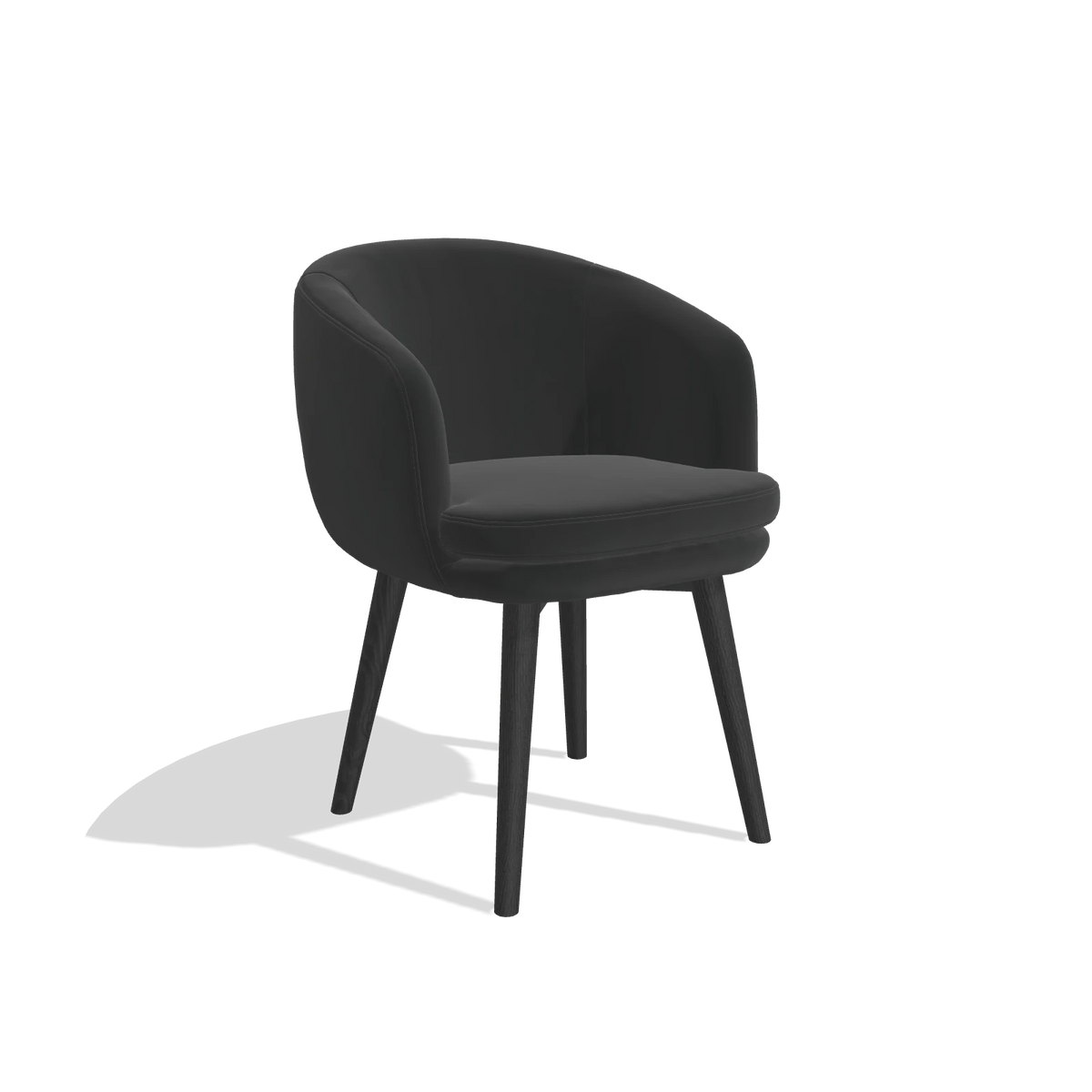 Esszimmerstuhl Gaston 6693 in Leder A804 (Schwarz), Beine in Schwarz, Schrägansicht