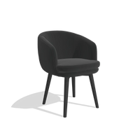 Esszimmerstuhl Gaston 6693 in Leder A804 (Schwarz), Beine in Schwarz, Schrägansicht