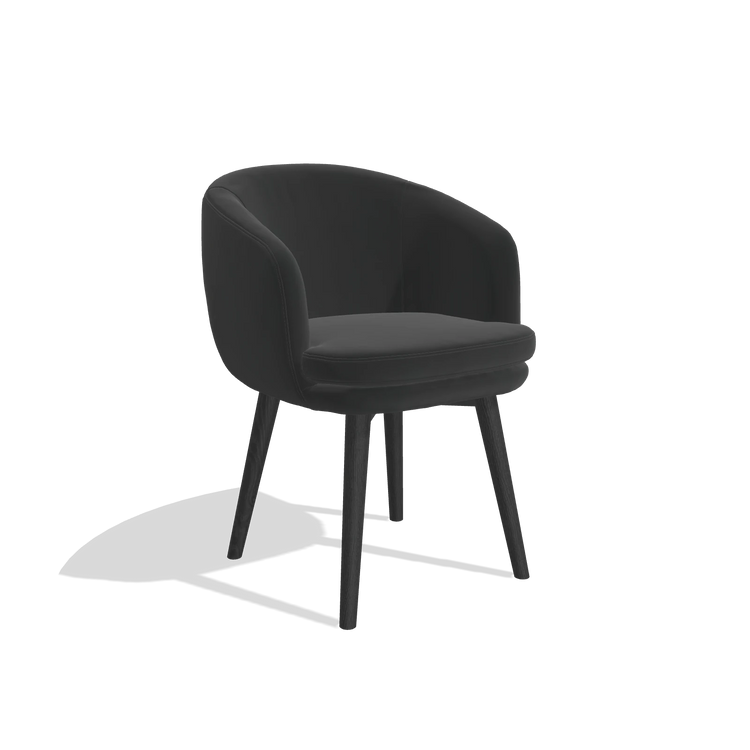 Esszimmerstuhl Gaston 6693 in Leder A804 (Schwarz), Beine in Schwarz, Schrägansicht