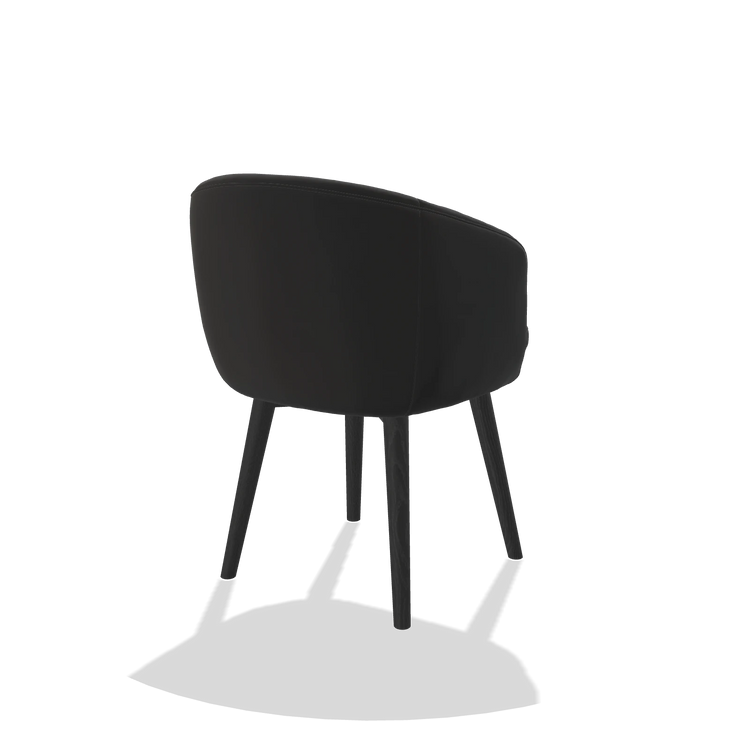 Esszimmerstuhl Gaston 6693 in Leder A804 (Schwarz), Beine in Schwarz, Schrägansicht von hinten