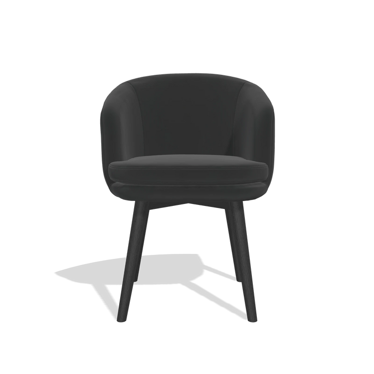 Esszimmerstuhl Gaston 6693 in Leder A804 (Schwarz), Beine in Schwarz, Vorderansicht