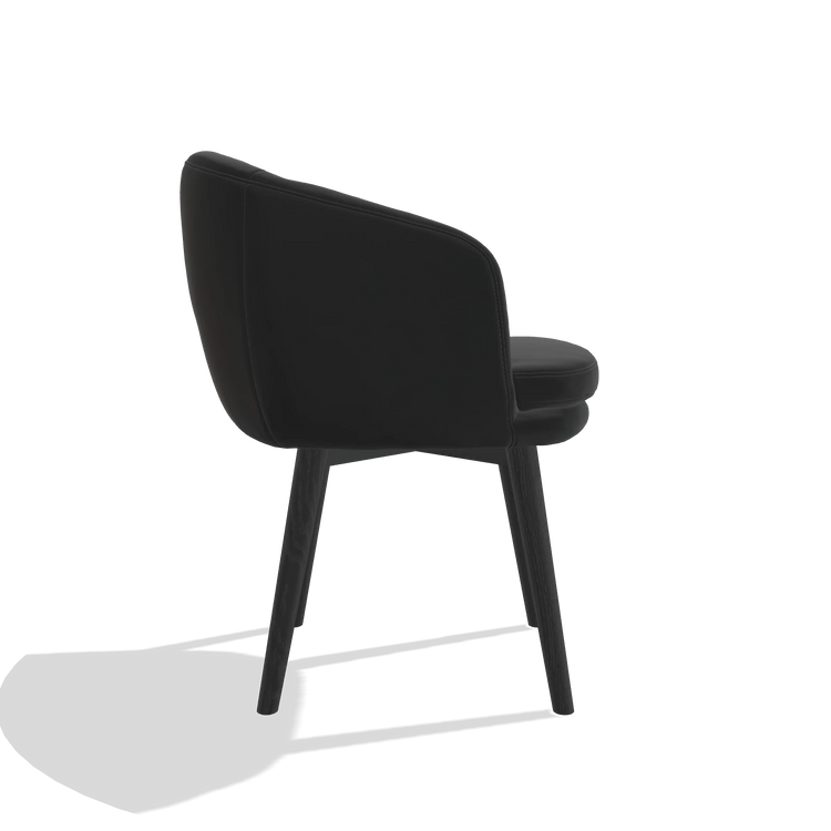 Esszimmerstuhl Gaston 6693 in Leder A804 (Schwarz), Beine in Schwarz, Seitenansicht