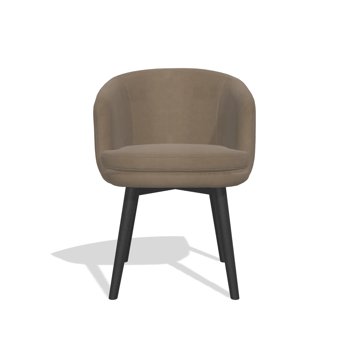 Esszimmerstuhl Gaston 6693 in Leder B402 (Taupe), Beine in Schwarz, Vorderansicht