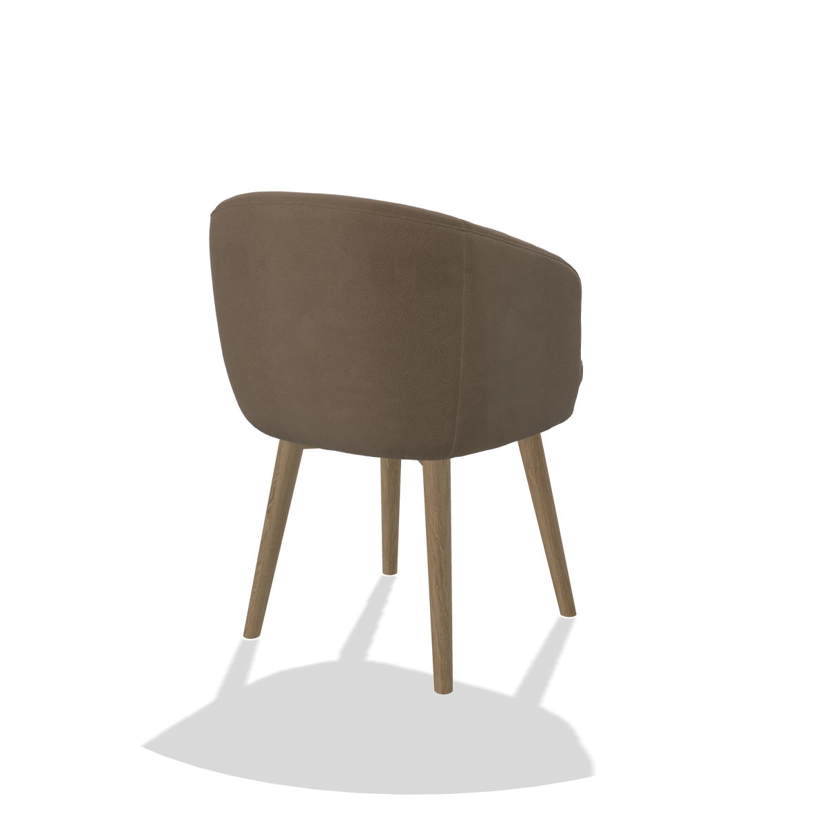 Esszimmerstuhl Gaston 6693 in Leder B402 (Taupe), Beine in Natur, Schrägansicht von hinten