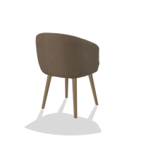 Esszimmerstuhl Gaston 6693 in Leder B402 (Taupe), Beine in Natur, Schrägansicht von hinten