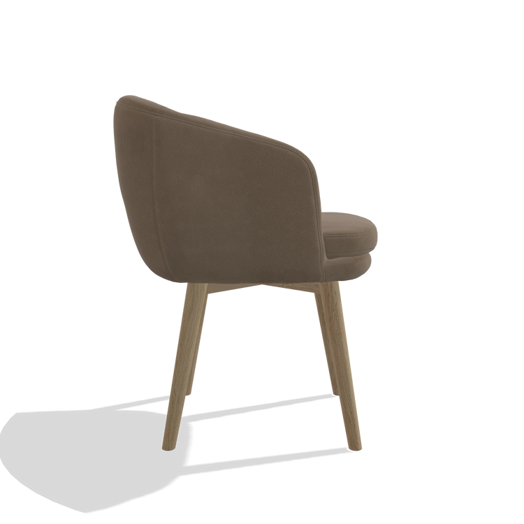 Esszimmerstuhl Gaston 6693 in Leder B402 (Taupe), Beine in Natur, Seitenansicht