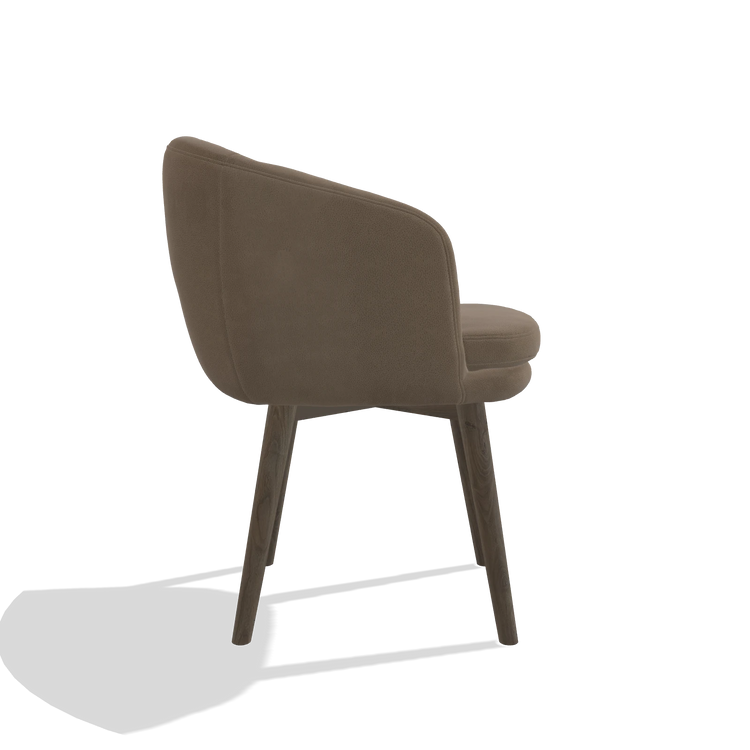 Esszimmerstuhl Gaston 6693 in Leder B402 (Taupe), Beine in Nussbaum, Seitenansicht