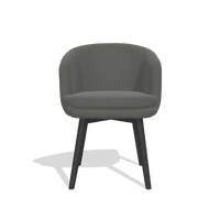 Silla de comedor Gaston 6693 en Piel B945 (gris oscuro), patas en negro, vista frontal