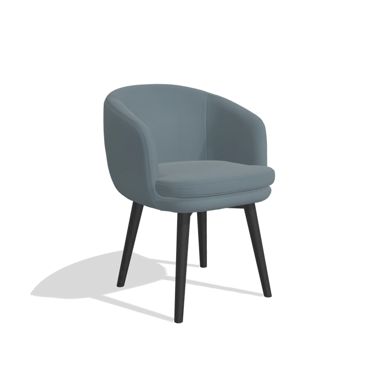 Dining Chair Gaston 6693 in Leather B963 (grey), black legs, angled view