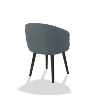 Dining Chair Gaston 6693 in Leather B963 (grey), black legs, back angled view